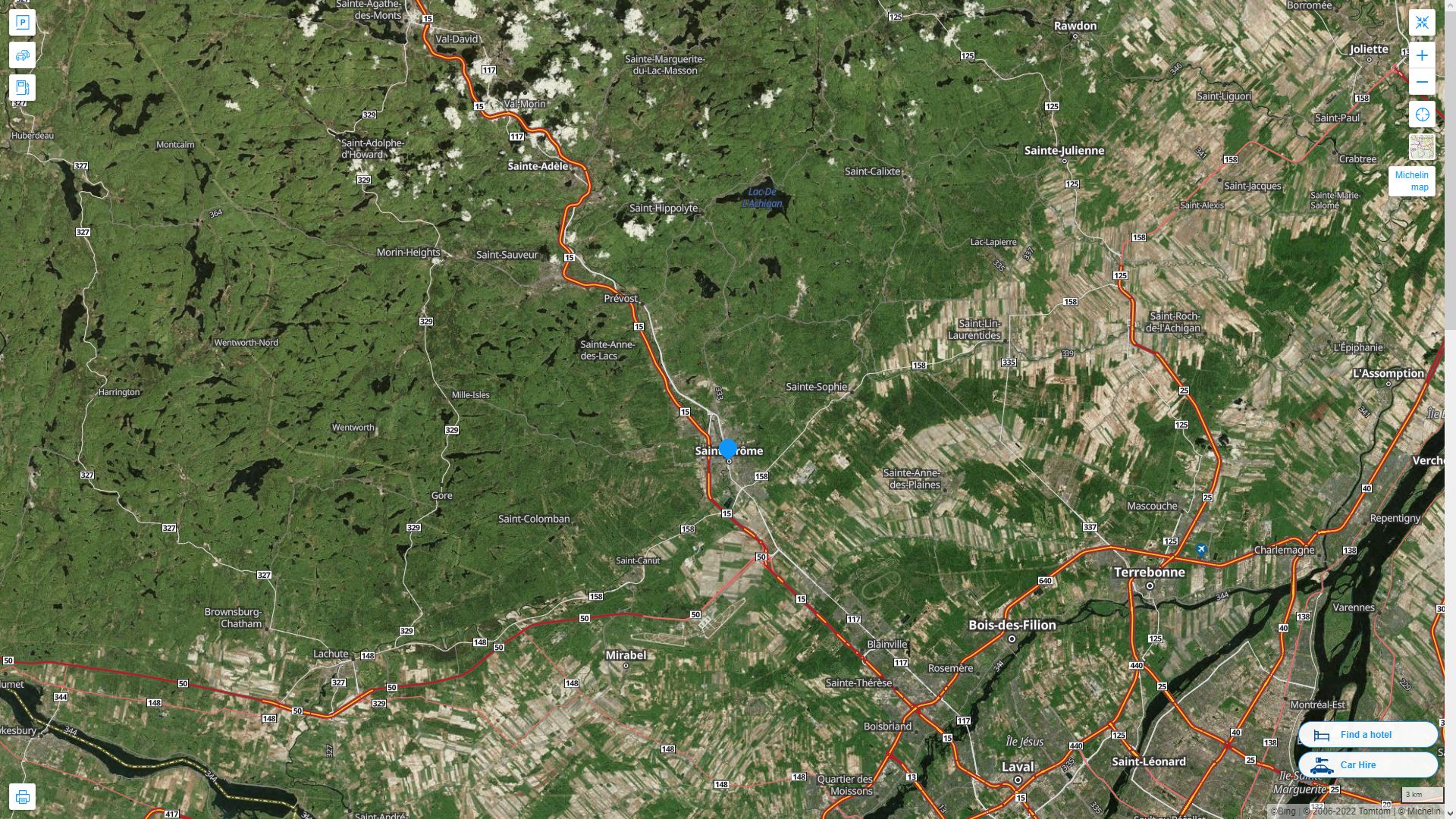 Saint Jerome Canada Autoroute et carte routiere avec vue satellite